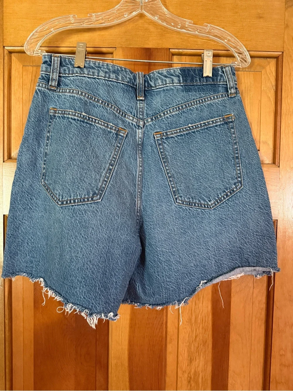 Abercrombie & Fitch Distressed Mid-Blue Denim Shorts - Picture 2 of 3